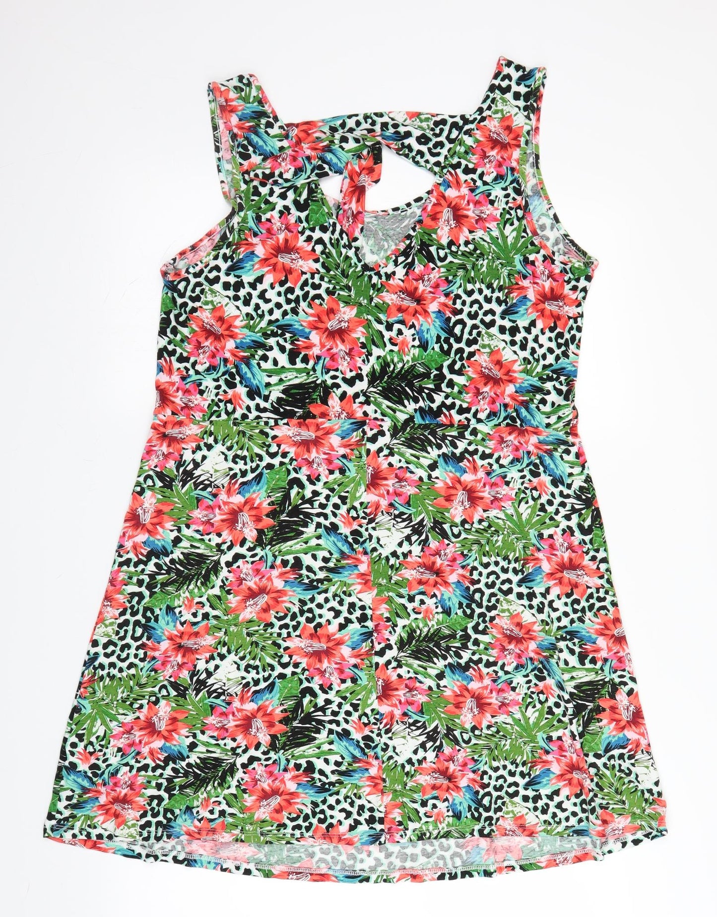 George Womens Green Floral  A-Line  Size 16