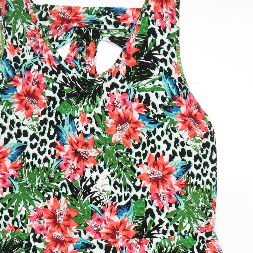 George Womens Green Floral  A-Line  Size 16