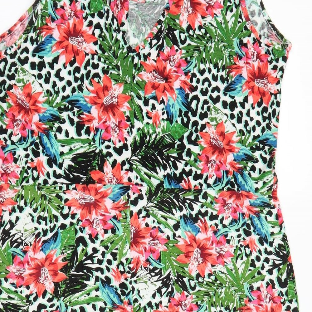 George Womens Green Floral  A-Line  Size 16