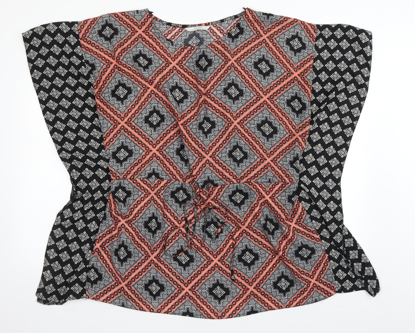 George Womens Black Geometric  Basic Blouse Size L