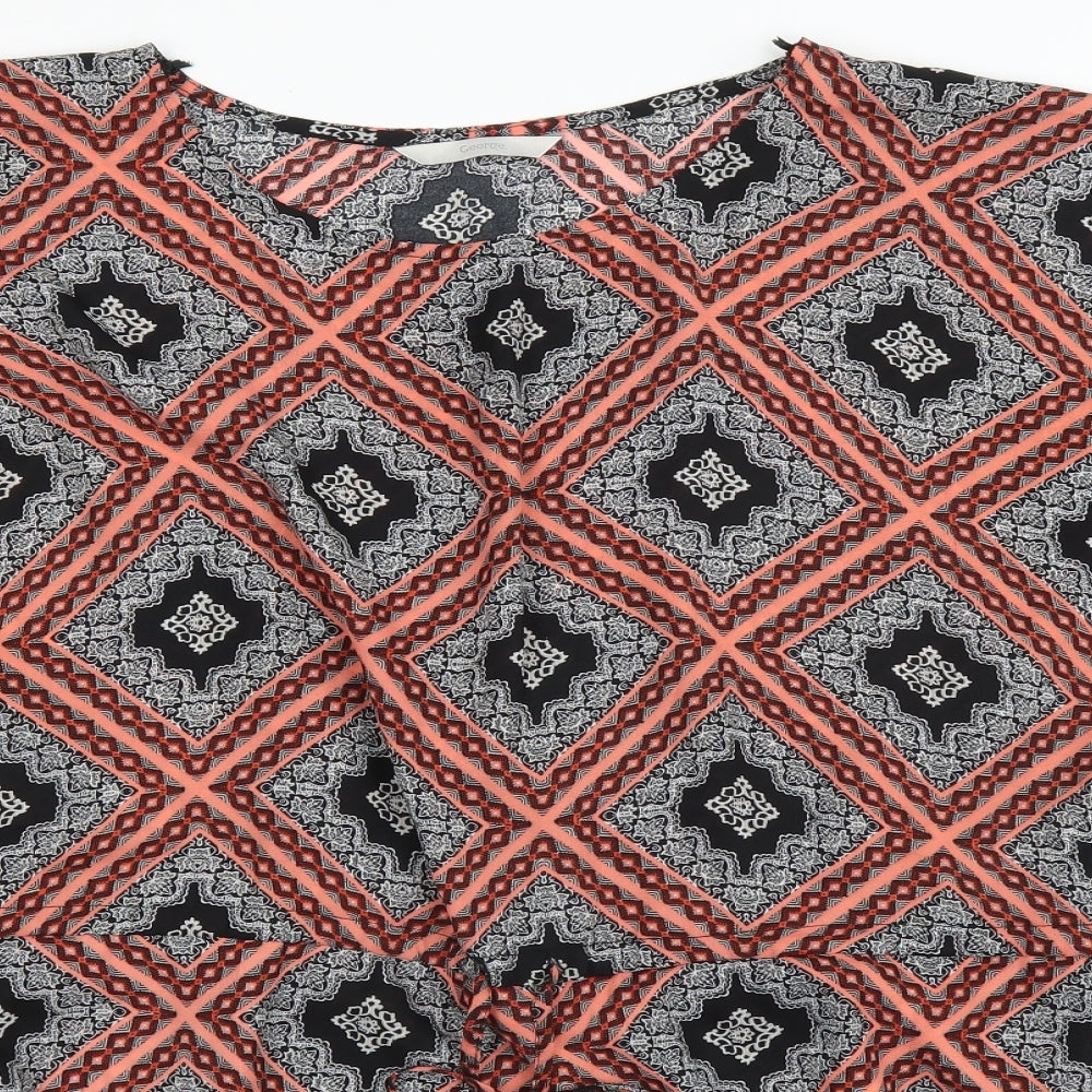 George Womens Black Geometric  Basic Blouse Size L