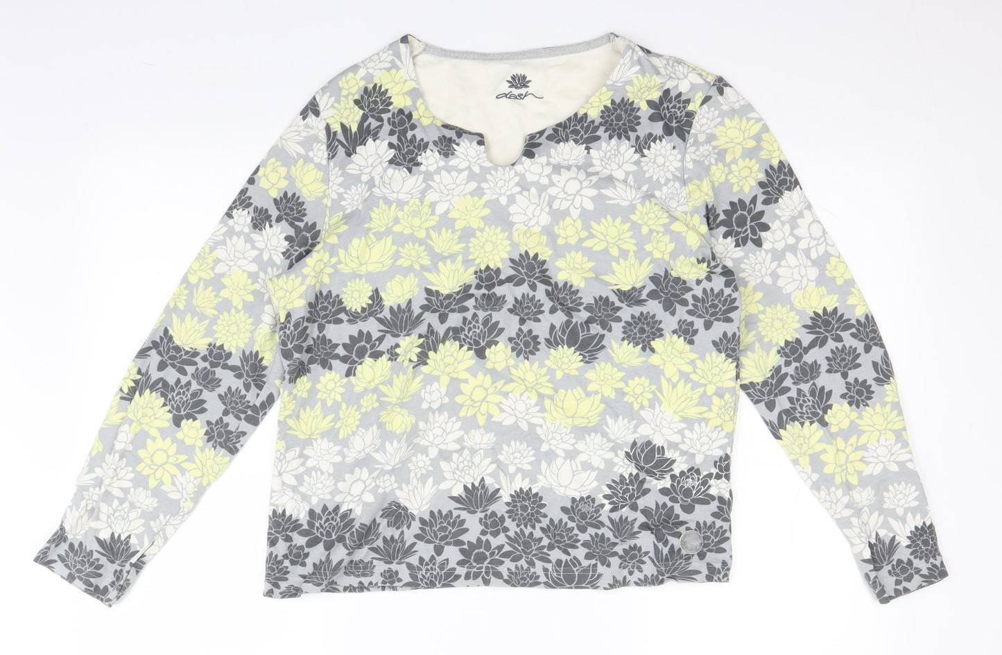 DASH Womens Grey Floral  Pullover Jumper Size 16