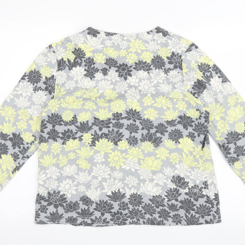DASH Womens Grey Floral  Pullover Jumper Size 16