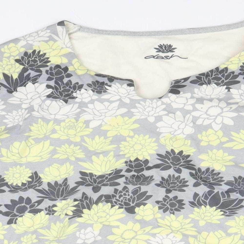 DASH Womens Grey Floral  Pullover Jumper Size 16