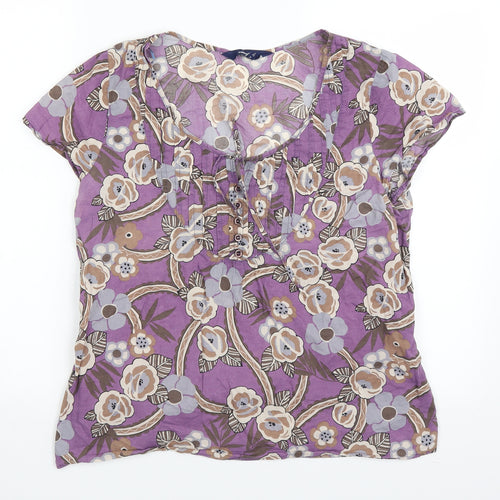 Casual Club Womens Purple Floral  Basic Blouse Size 14