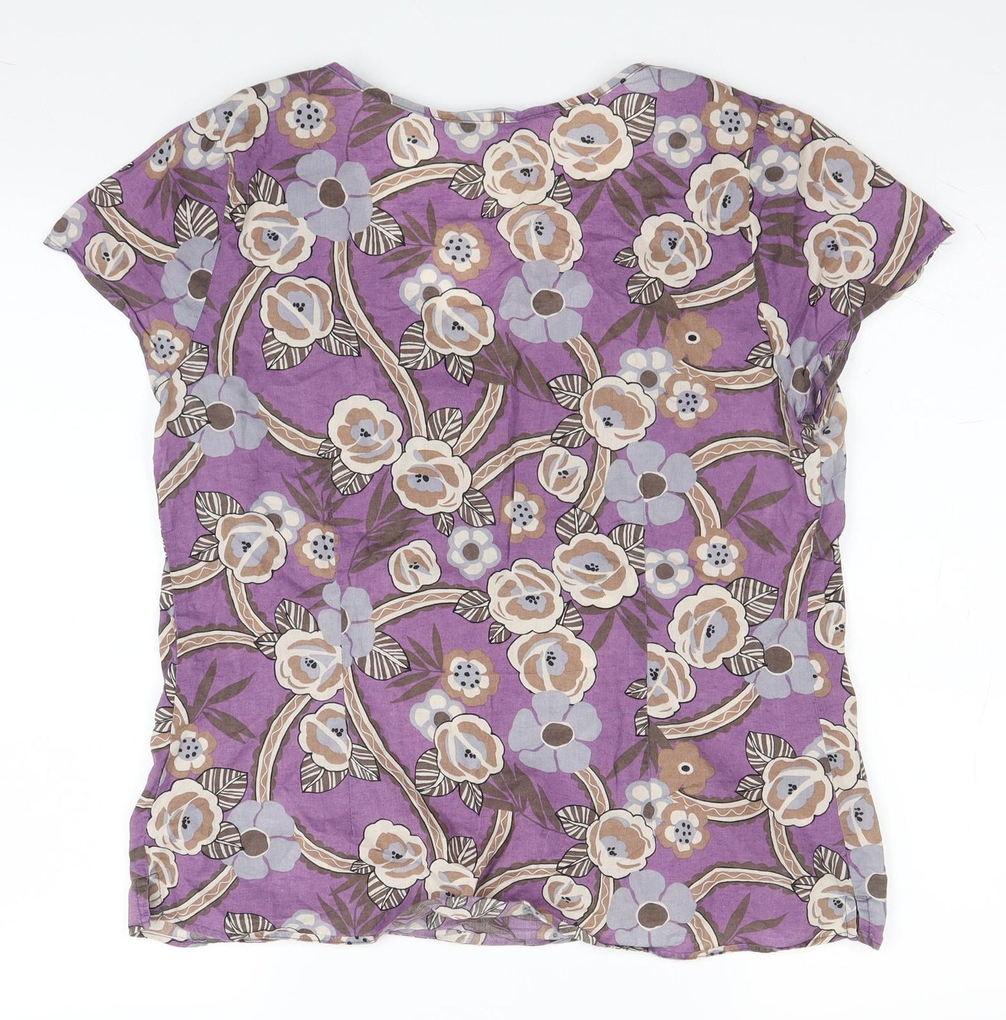 Casual Club Womens Purple Floral  Basic Blouse Size 14
