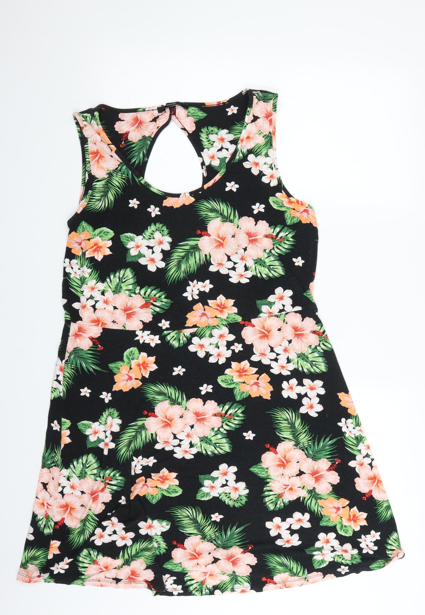 George Womens Black Floral  A-Line  Size 18