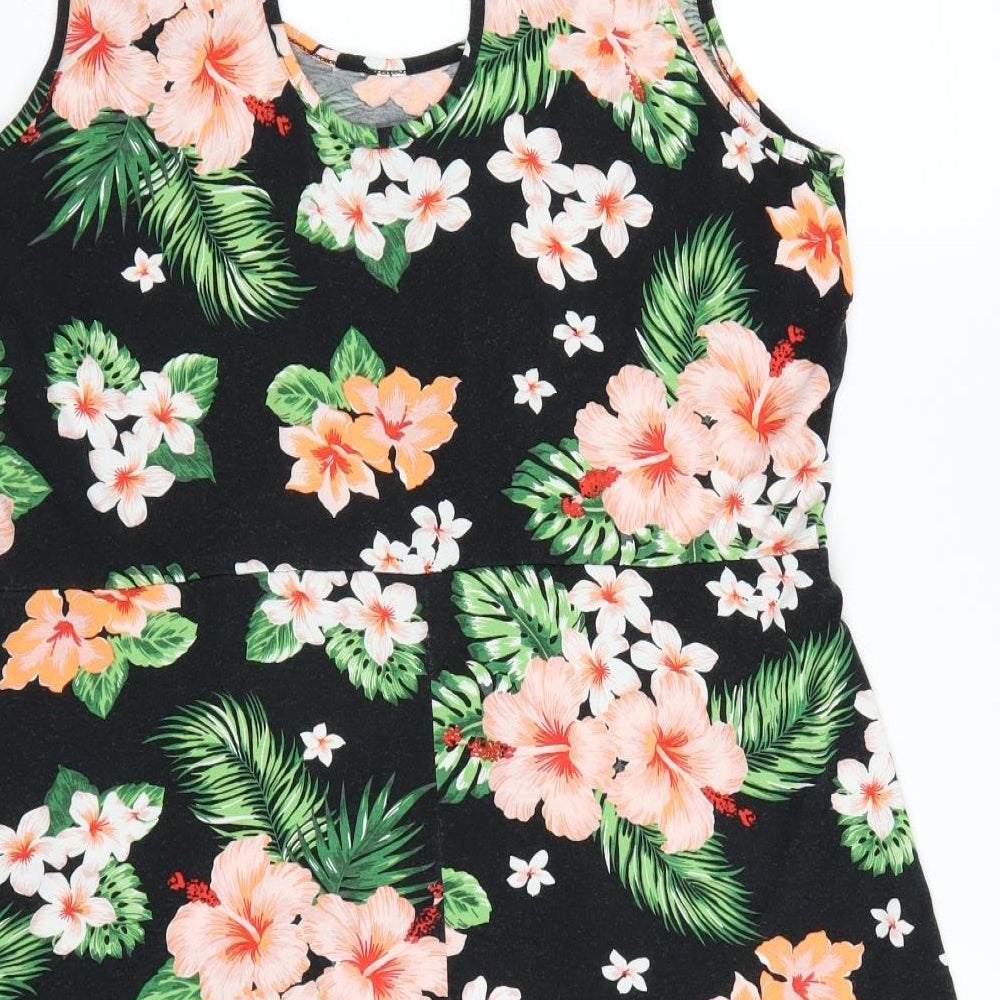 George Womens Black Floral  A-Line  Size 18