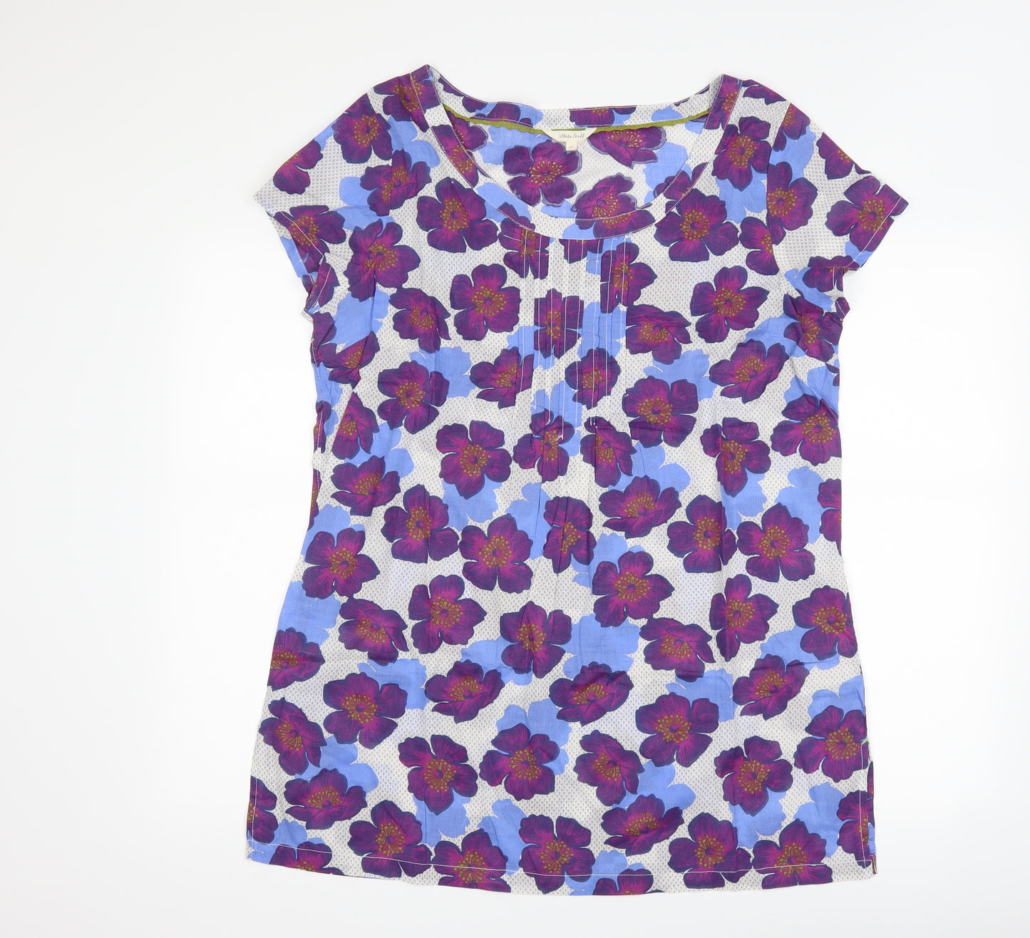 White Stuff Womens White Floral  Basic T-Shirt Size 16