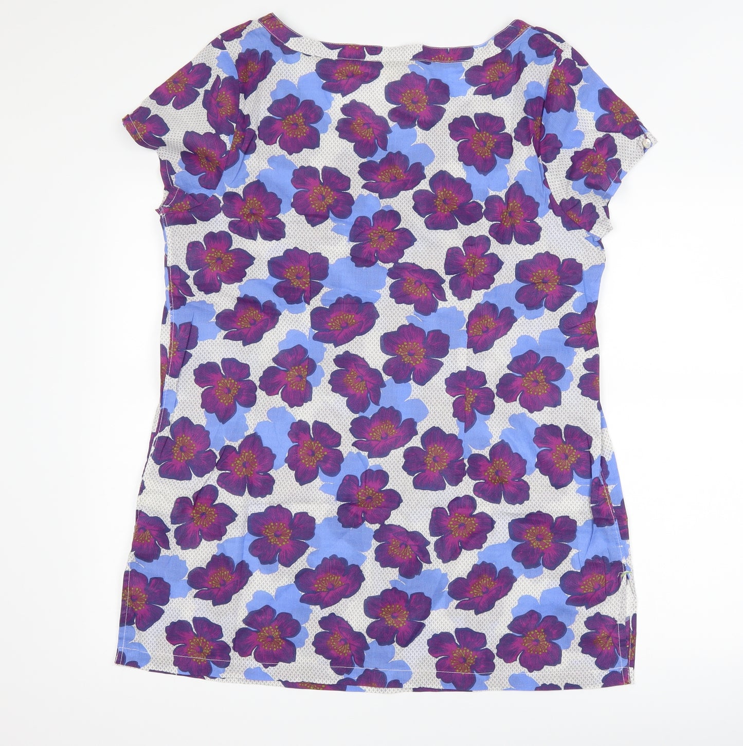 White Stuff Womens White Floral  Basic T-Shirt Size 16