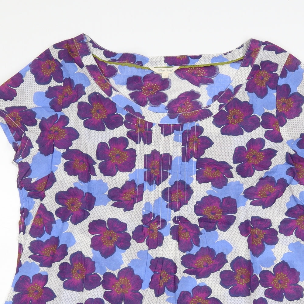 White Stuff Womens White Floral  Basic T-Shirt Size 16