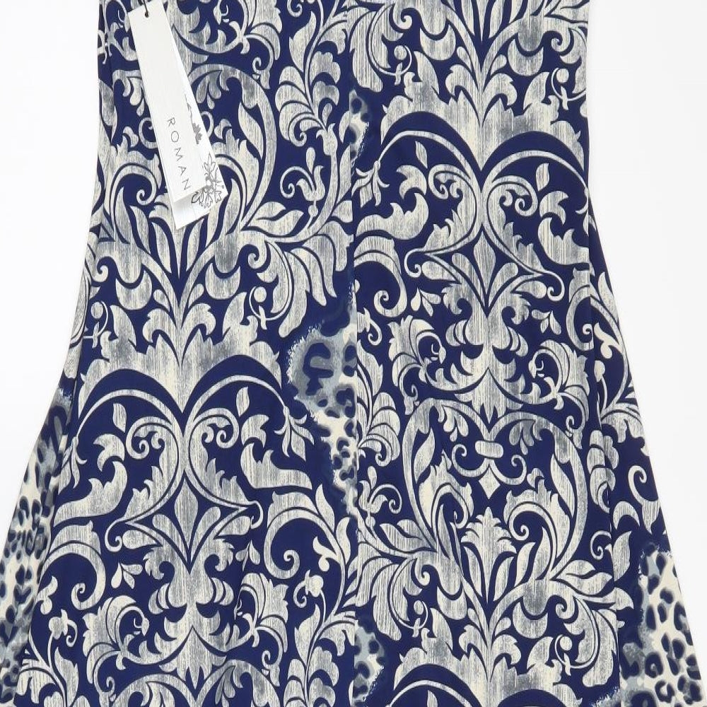 Roman Womens Blue Floral  Maxi  Size 16