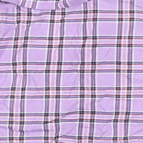 Bershka Womens Purple Check  Basic Button-Up Size L  - Cut Out Shoulder