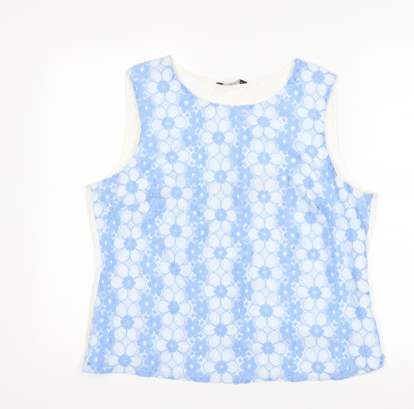 F&F Womens White Floral  Basic Tank Size 18