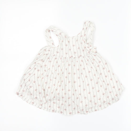 Marks and Spencer Girls White Striped  Pinafore/Dungaree Dress  Size 3-6 Months