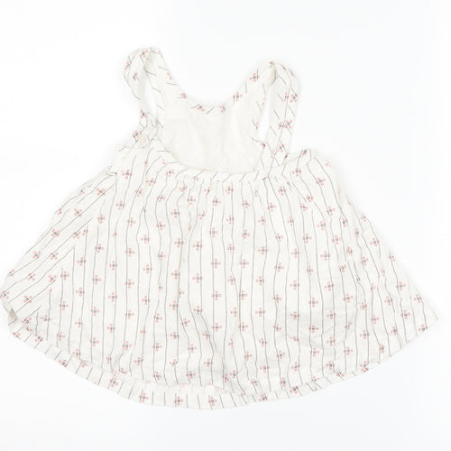 Marks and Spencer Girls White Striped  Pinafore/Dungaree Dress  Size 3-6 Months