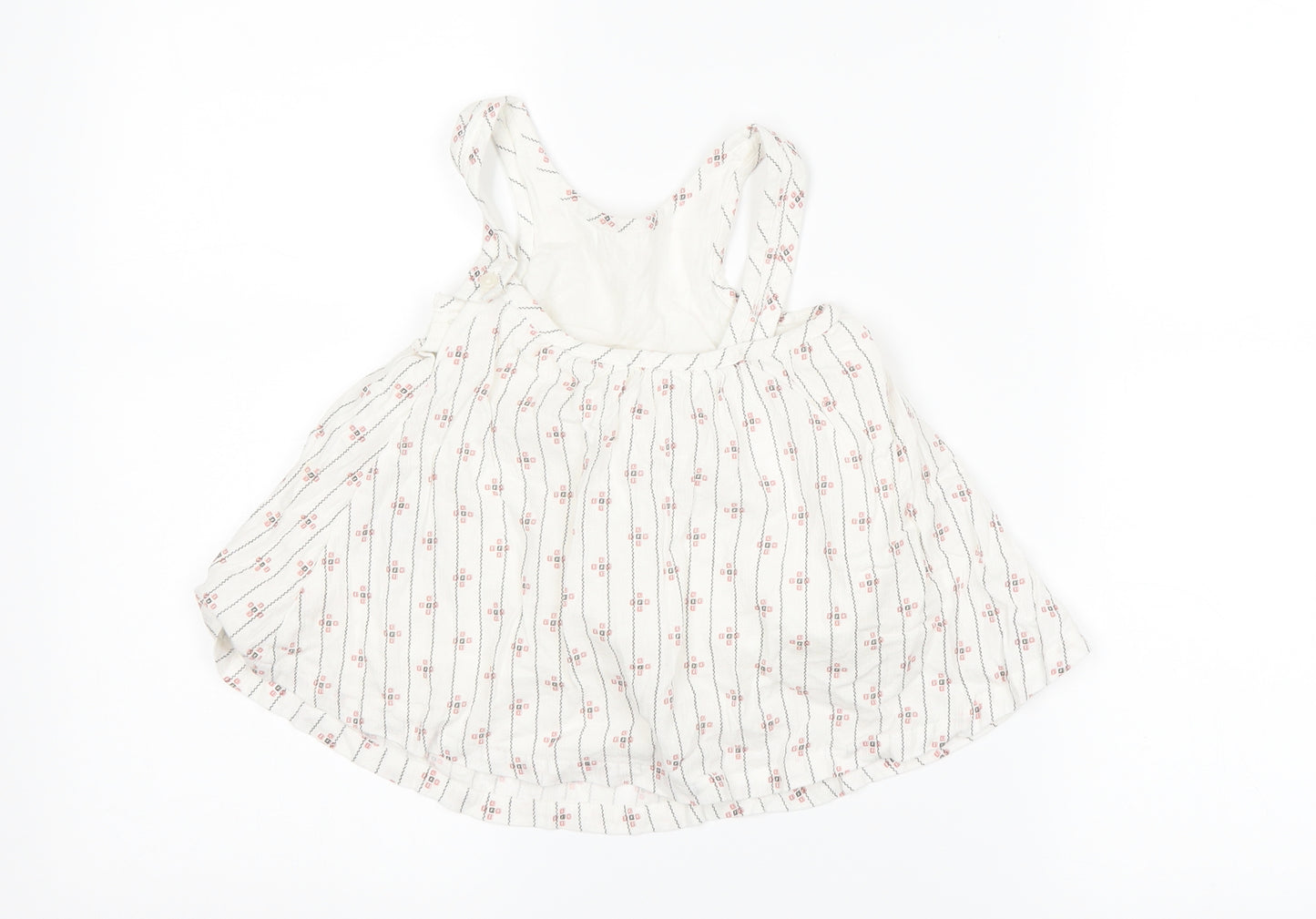 Marks and Spencer Girls White Striped  Pinafore/Dungaree Dress  Size 3-6 Months