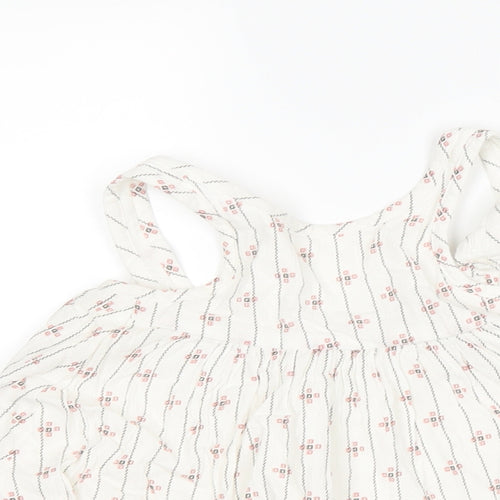 Marks and Spencer Girls White Striped  Pinafore/Dungaree Dress  Size 3-6 Months