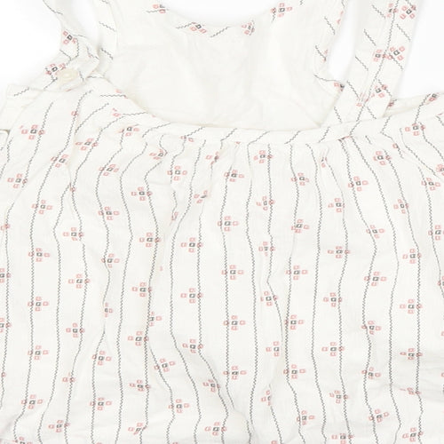 Marks and Spencer Girls White Striped  Pinafore/Dungaree Dress  Size 3-6 Months