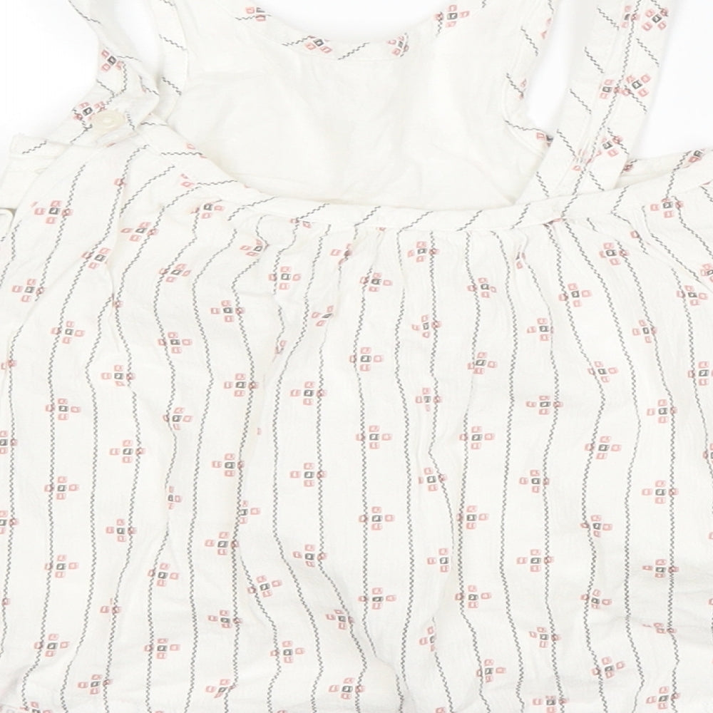 Marks and Spencer Girls White Striped  Pinafore/Dungaree Dress  Size 3-6 Months
