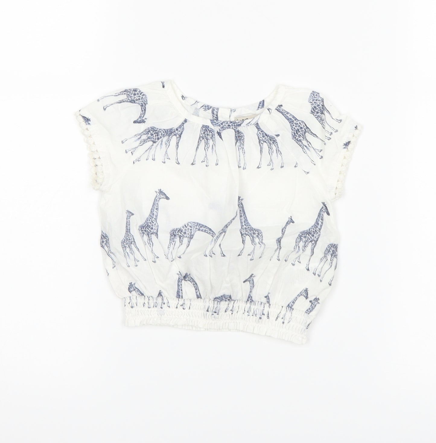 NEXT Girls White   Basic T-Shirt Size 3-6 Months  - Giraffe Print