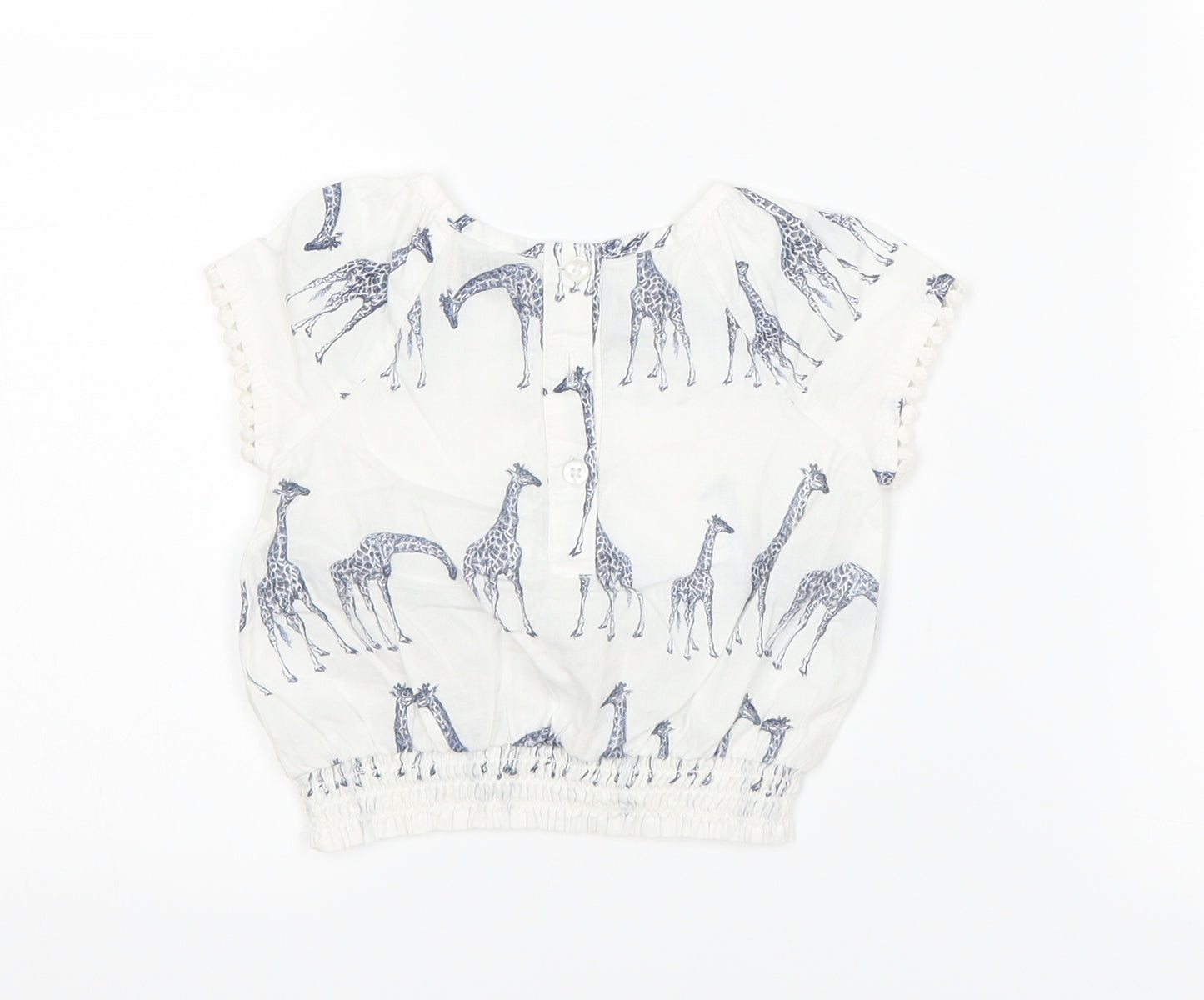 NEXT Girls White   Basic T-Shirt Size 3-6 Months  - Giraffe Print