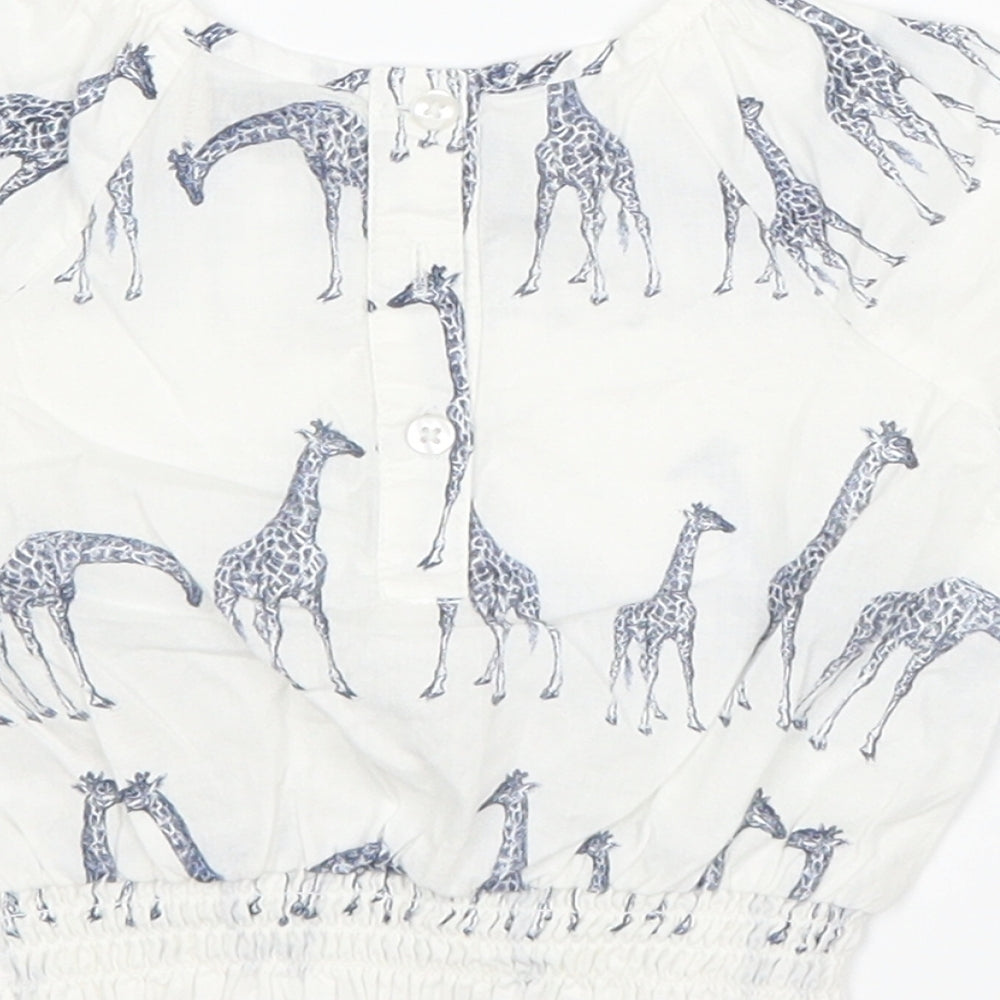 NEXT Girls White   Basic T-Shirt Size 3-6 Months  - Giraffe Print