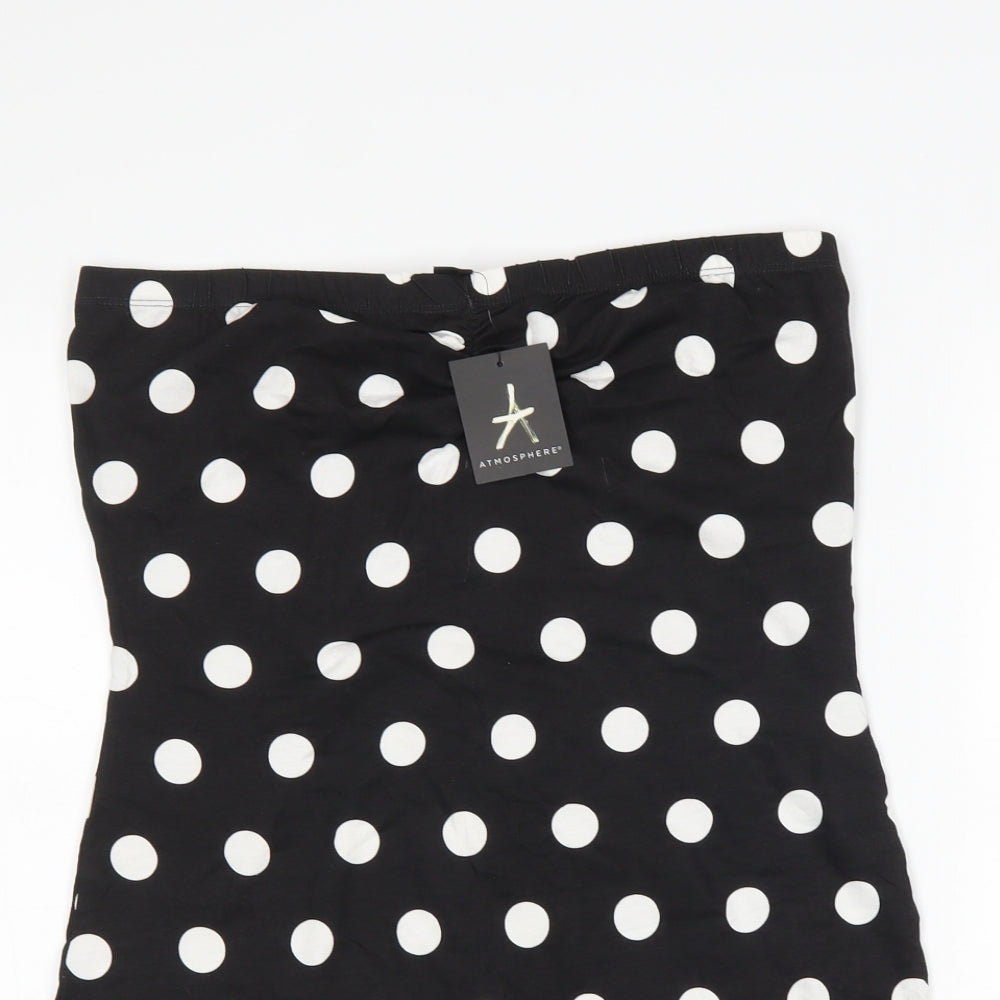 Atmosphere Womens Black Polka Dot  Basic T-Shirt Size 16  - Boob Tube