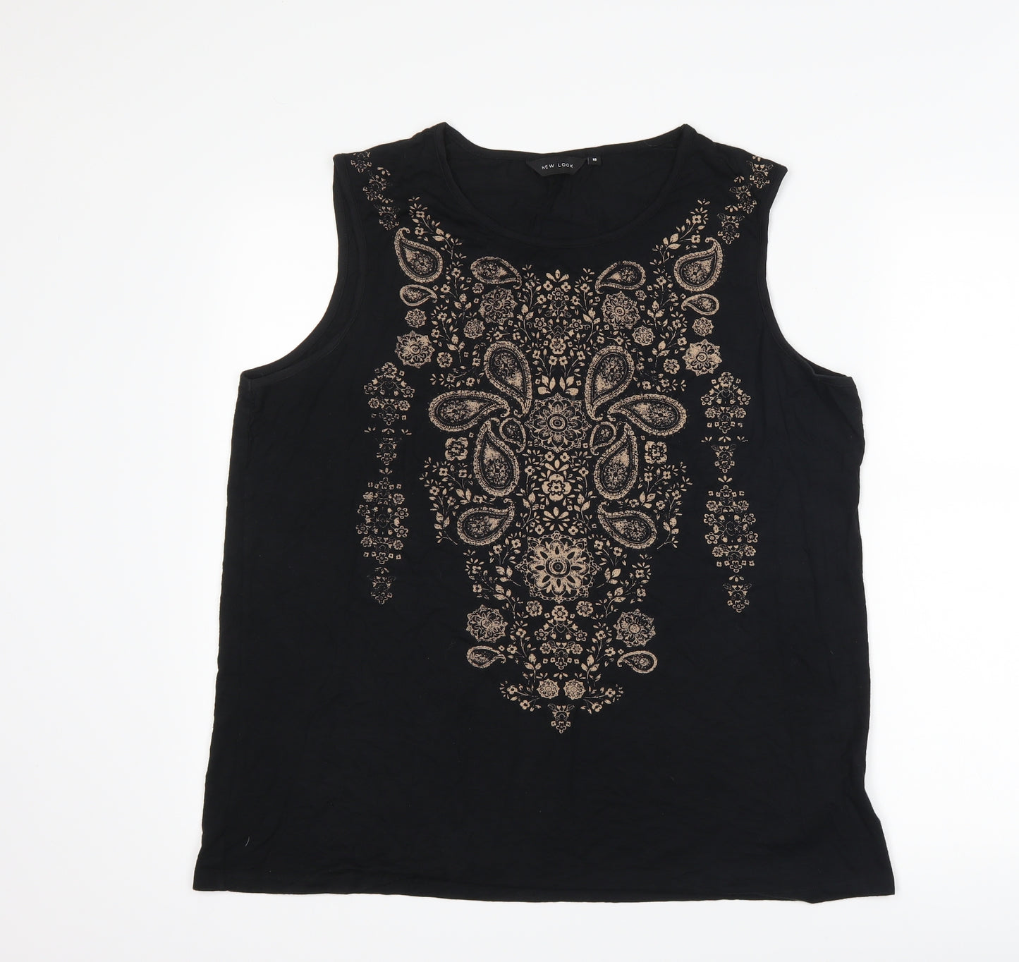 New Look Womens Black Paisley  Basic Tank Size 18