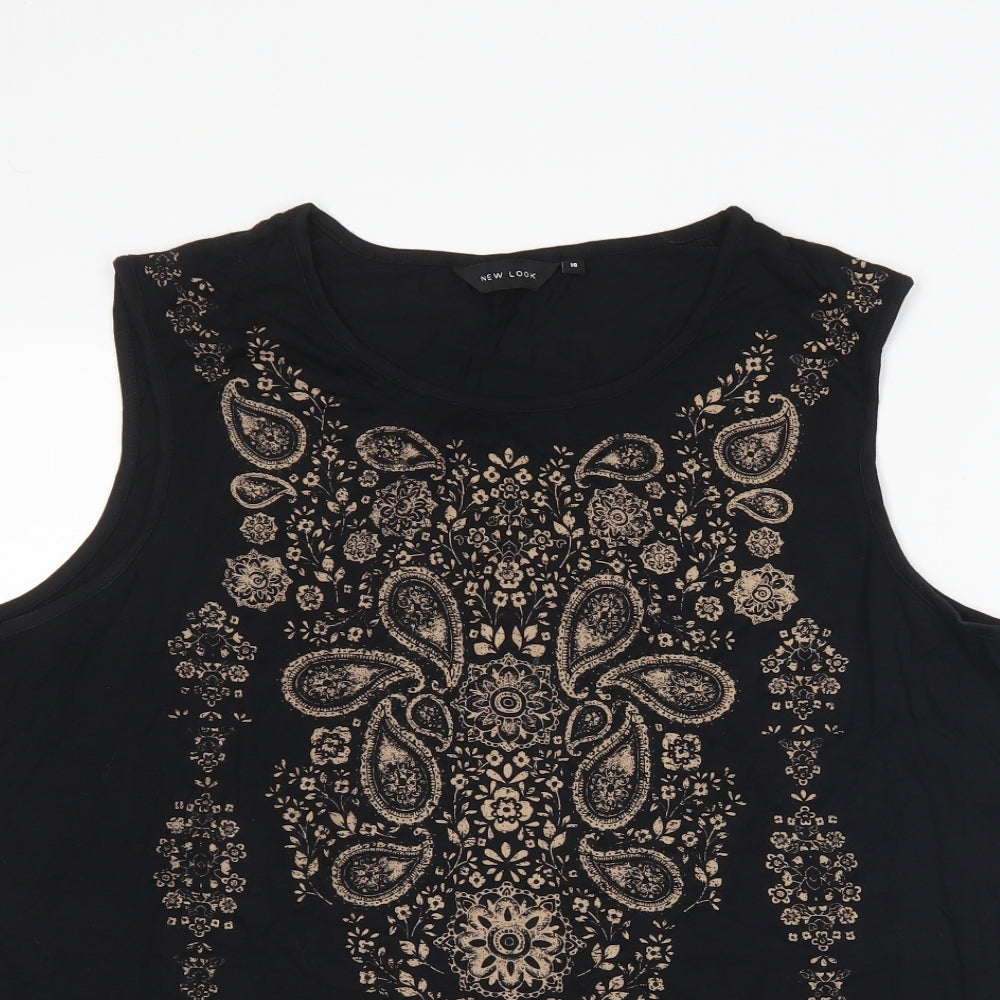 New Look Womens Black Paisley  Basic Tank Size 18