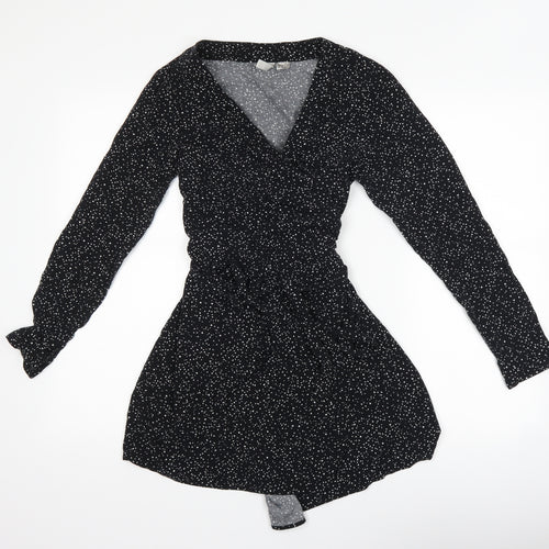 H&M Womens Black Polka Dot  Wrap Dress  Size 14