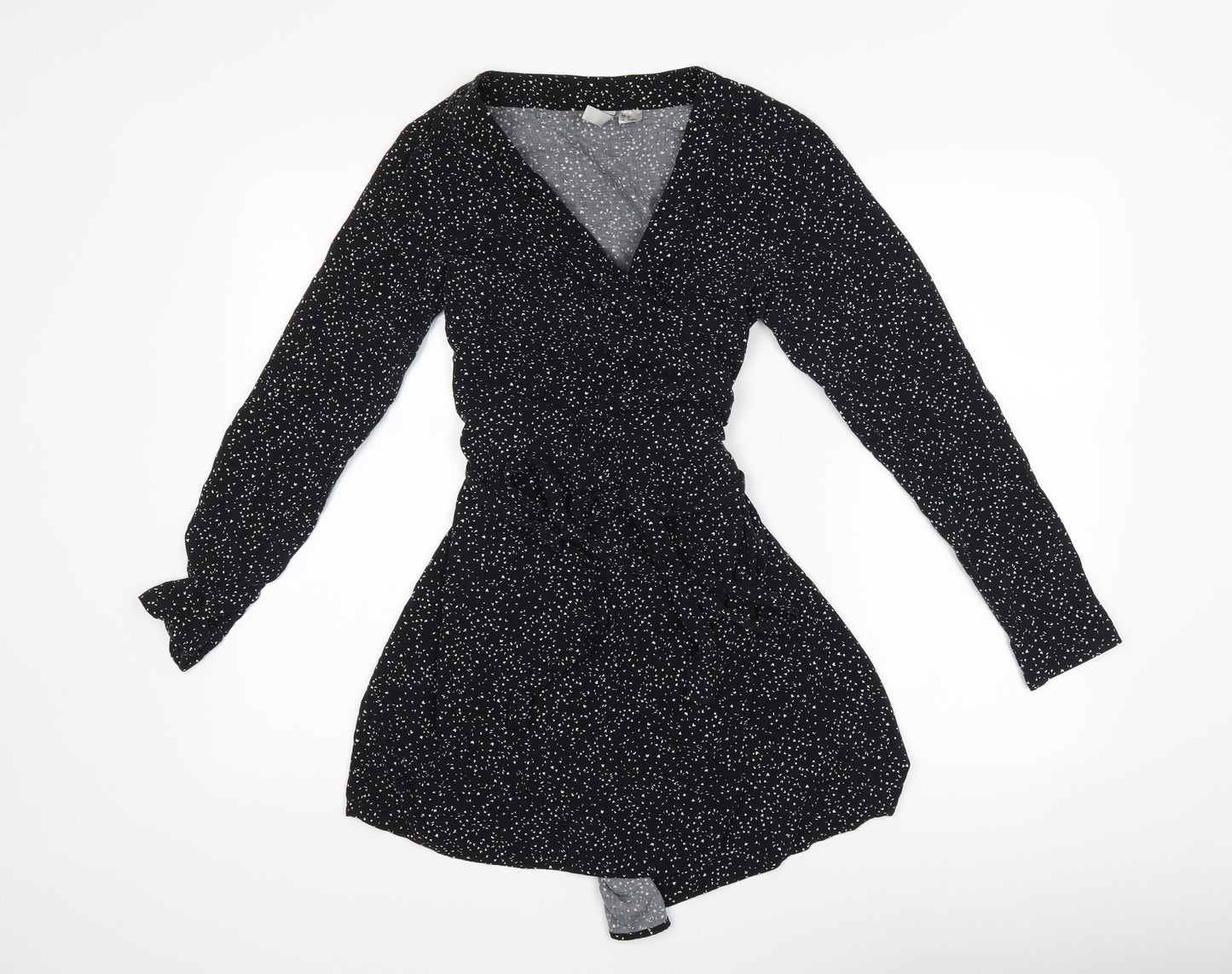 H&M Womens Black Polka Dot  Wrap Dress  Size 14