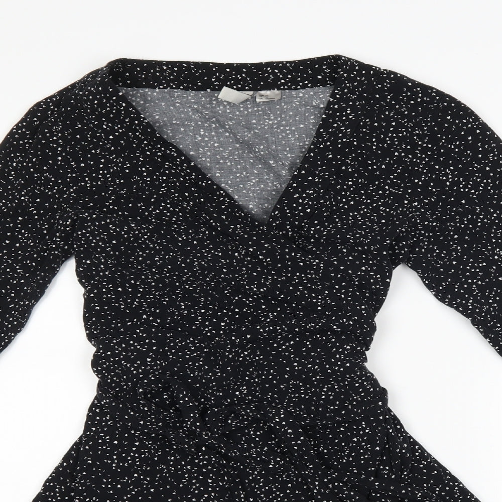 H&M Womens Black Polka Dot  Wrap Dress  Size 14