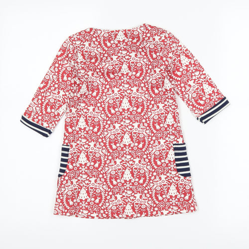 JoJo Maman Bébé Girls Red   T-Shirt Dress  Size 2-3 Years  - christmas
