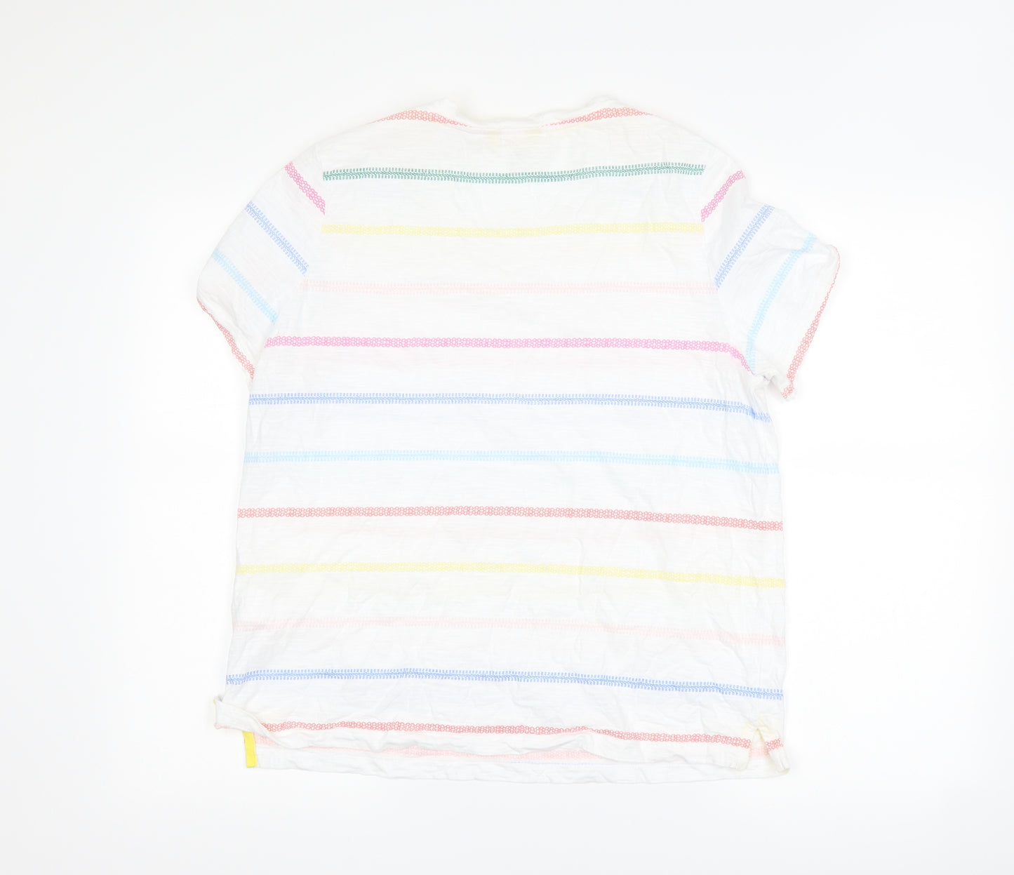 Joules Womens White Striped  Basic T-Shirt Size 16