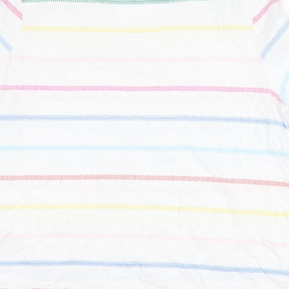 Joules Womens White Striped  Basic T-Shirt Size 16