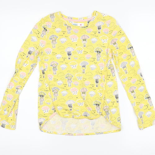 M&Co Girls Yellow   Basic T-Shirt Size 8-9 Years  - rain