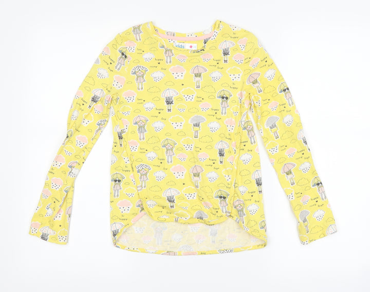 M&Co Girls Yellow Basic T-Shirt Size 8-9 Years - rain