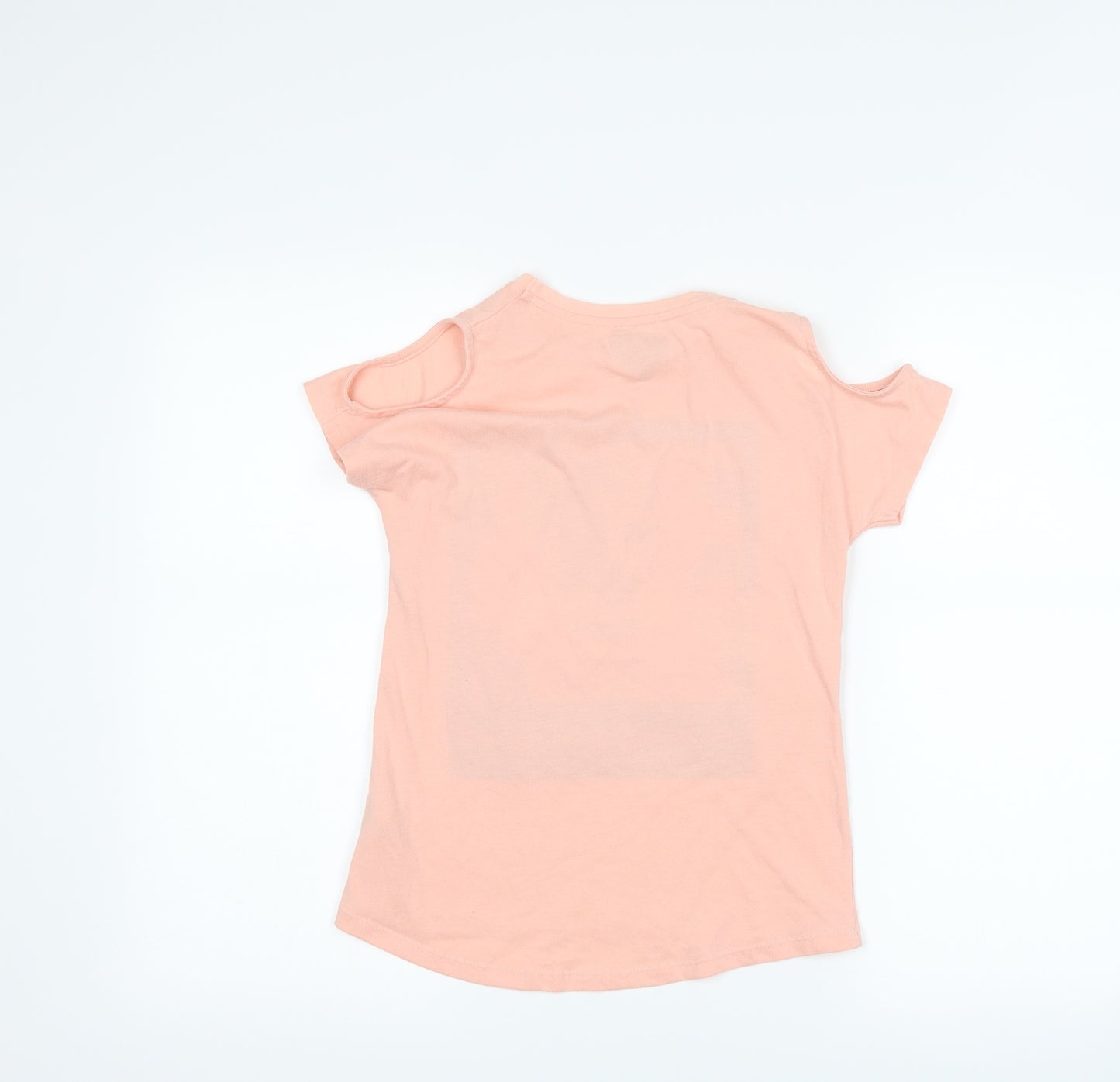 F&F Girls Pink   Basic T-Shirt Size 10-11 Years  - dog cut out shoulder