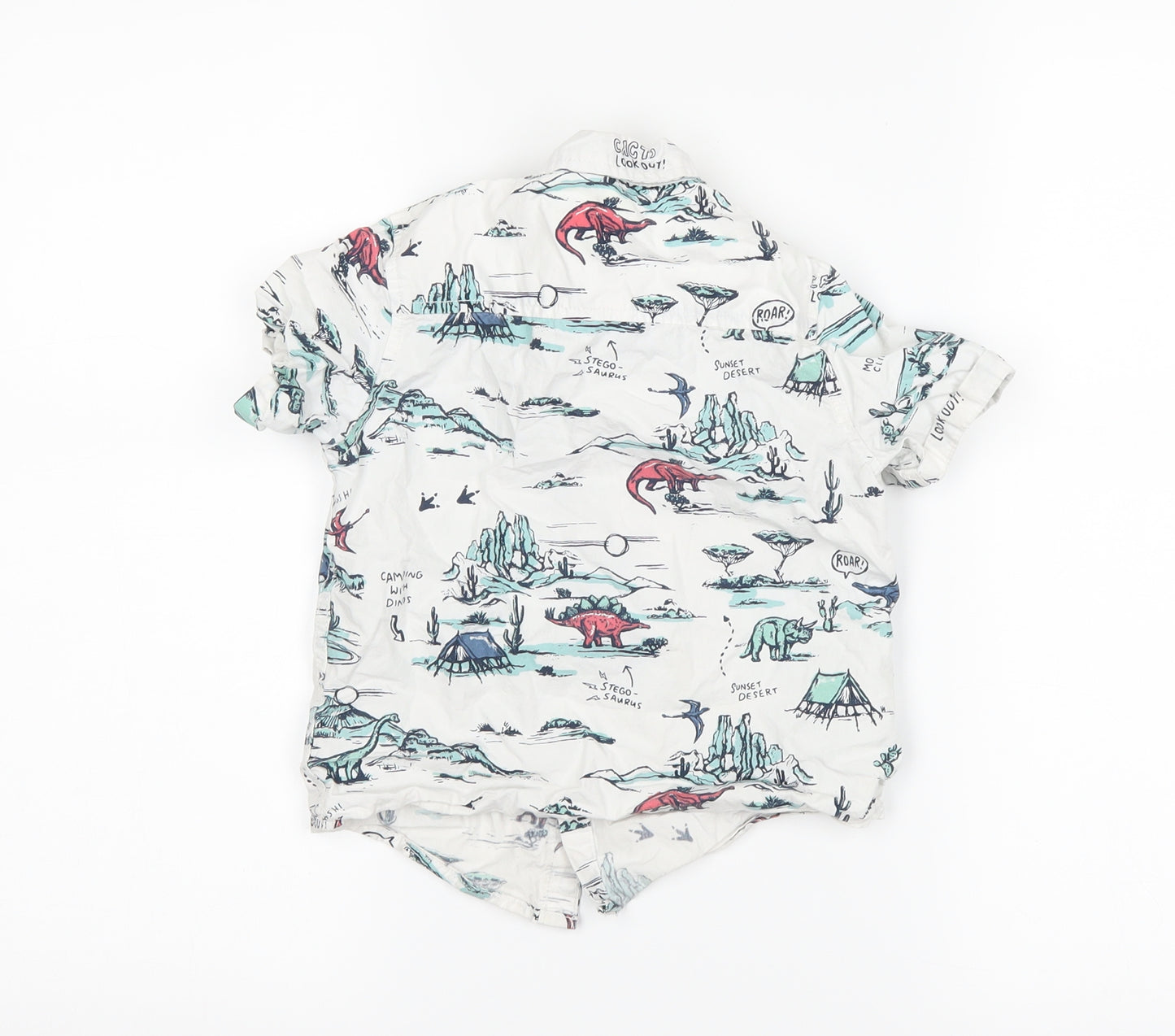F&F Boys White   Basic Button-Up Size 4-5 Years  - Dinosaurs