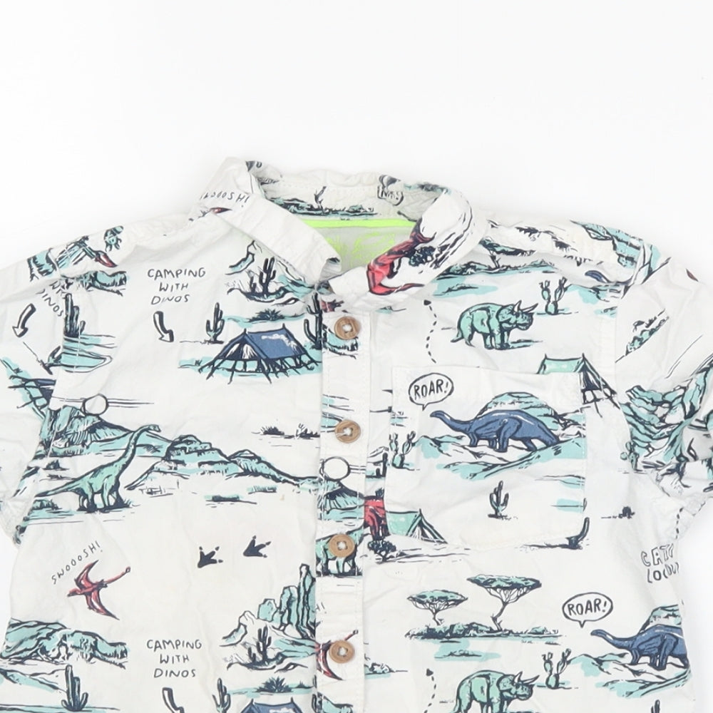F&F Boys White   Basic Button-Up Size 4-5 Years  - Dinosaurs