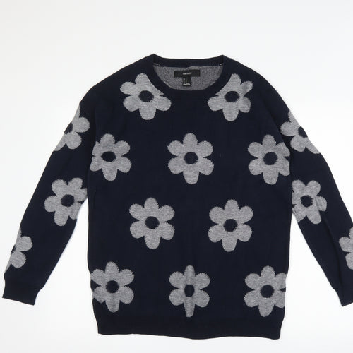 FOREVER 21 Womens Blue Floral  Pullover Jumper Size M