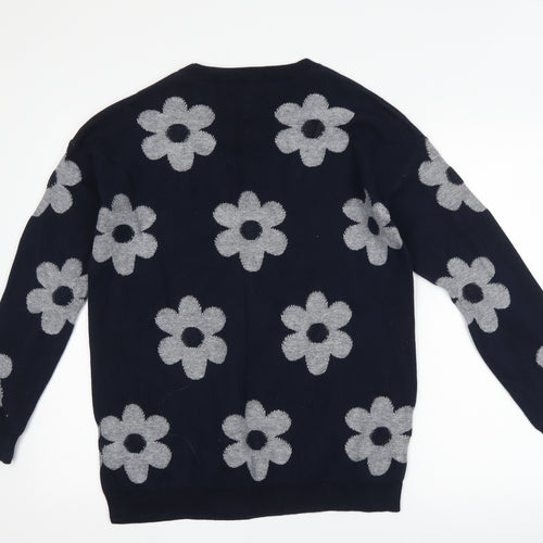 FOREVER 21 Womens Blue Floral  Pullover Jumper Size M