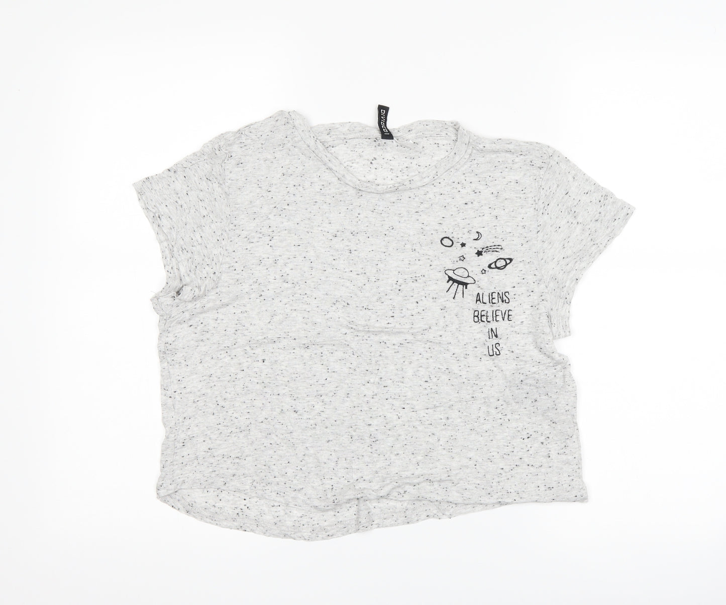 H&M Womens Grey   Basic T-Shirt Size L  - aliens