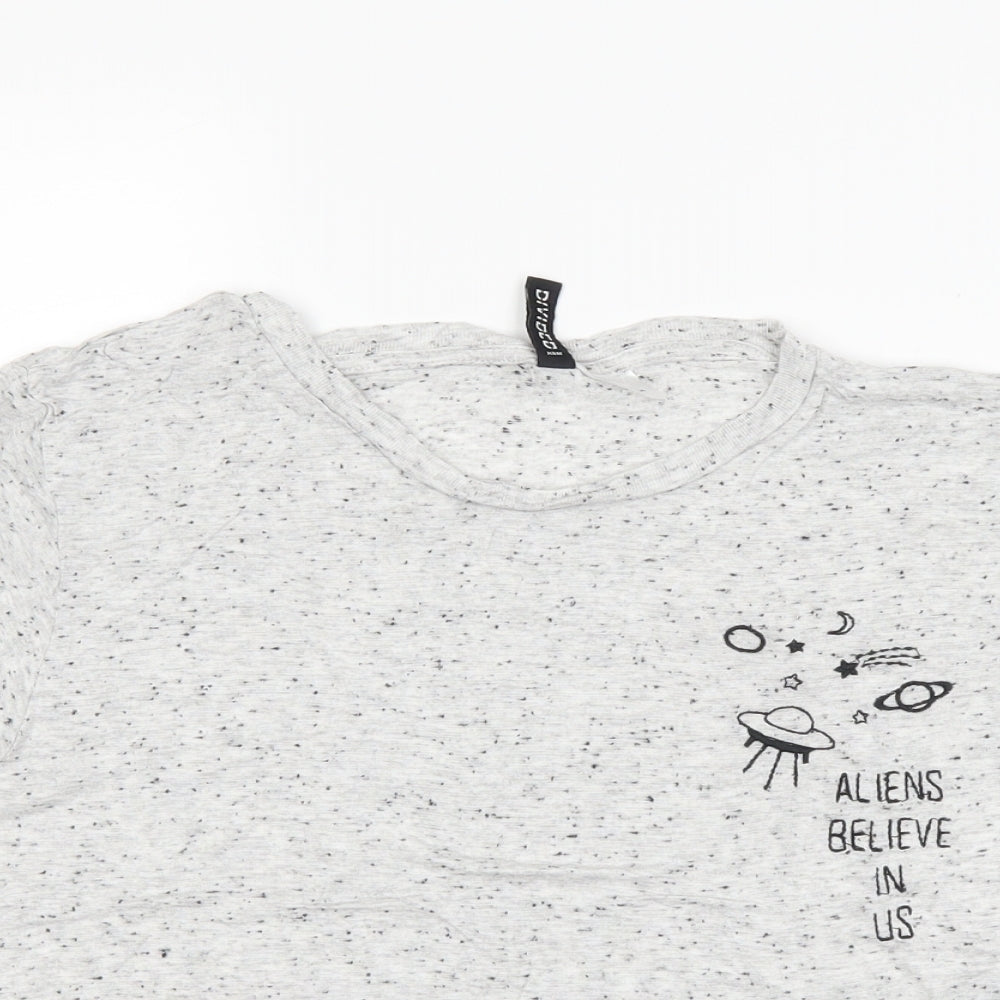 H&M Womens Grey   Basic T-Shirt Size L  - aliens