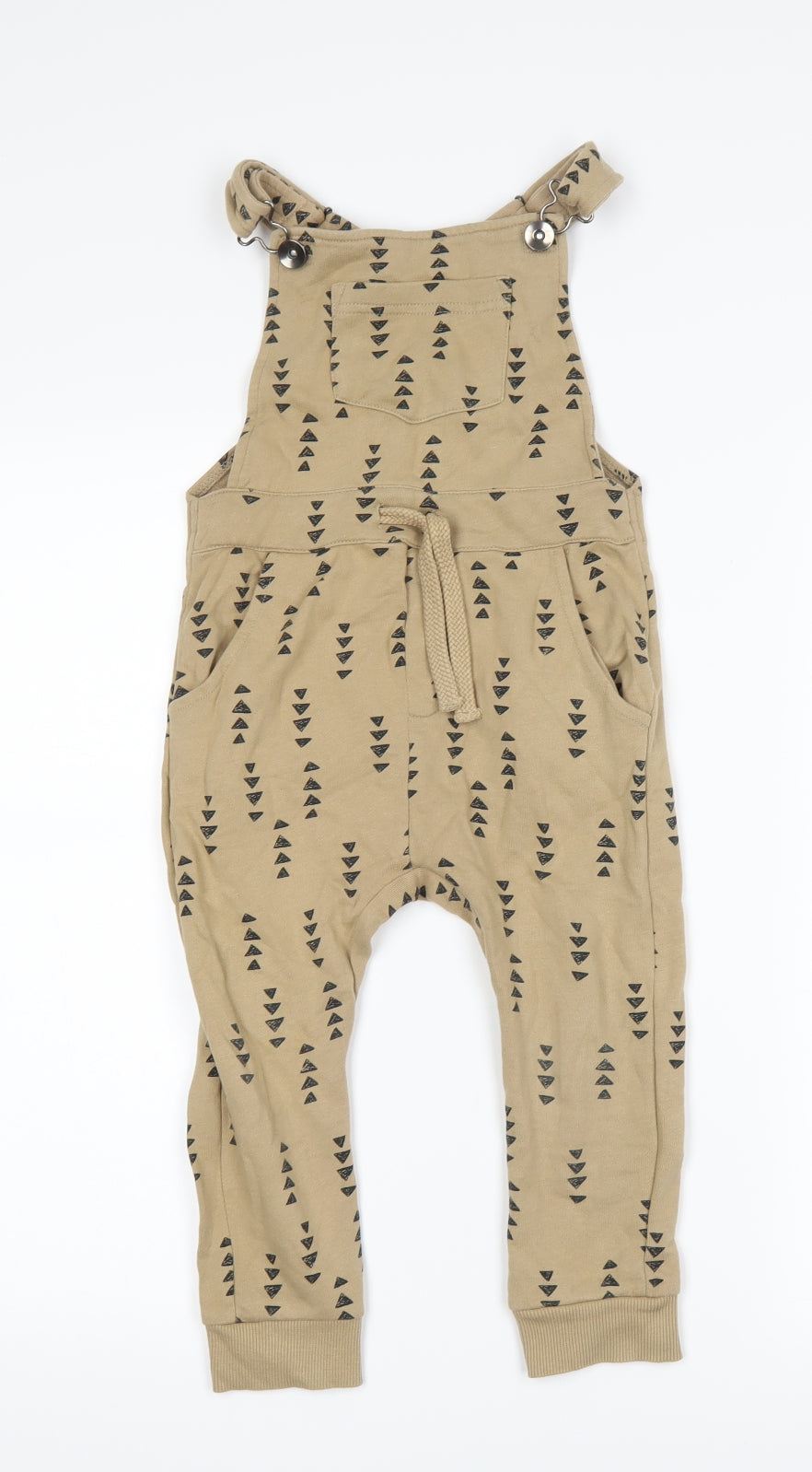 NEXT Boys Brown Geometric  Dungarees Trousers Size 3-4 Years