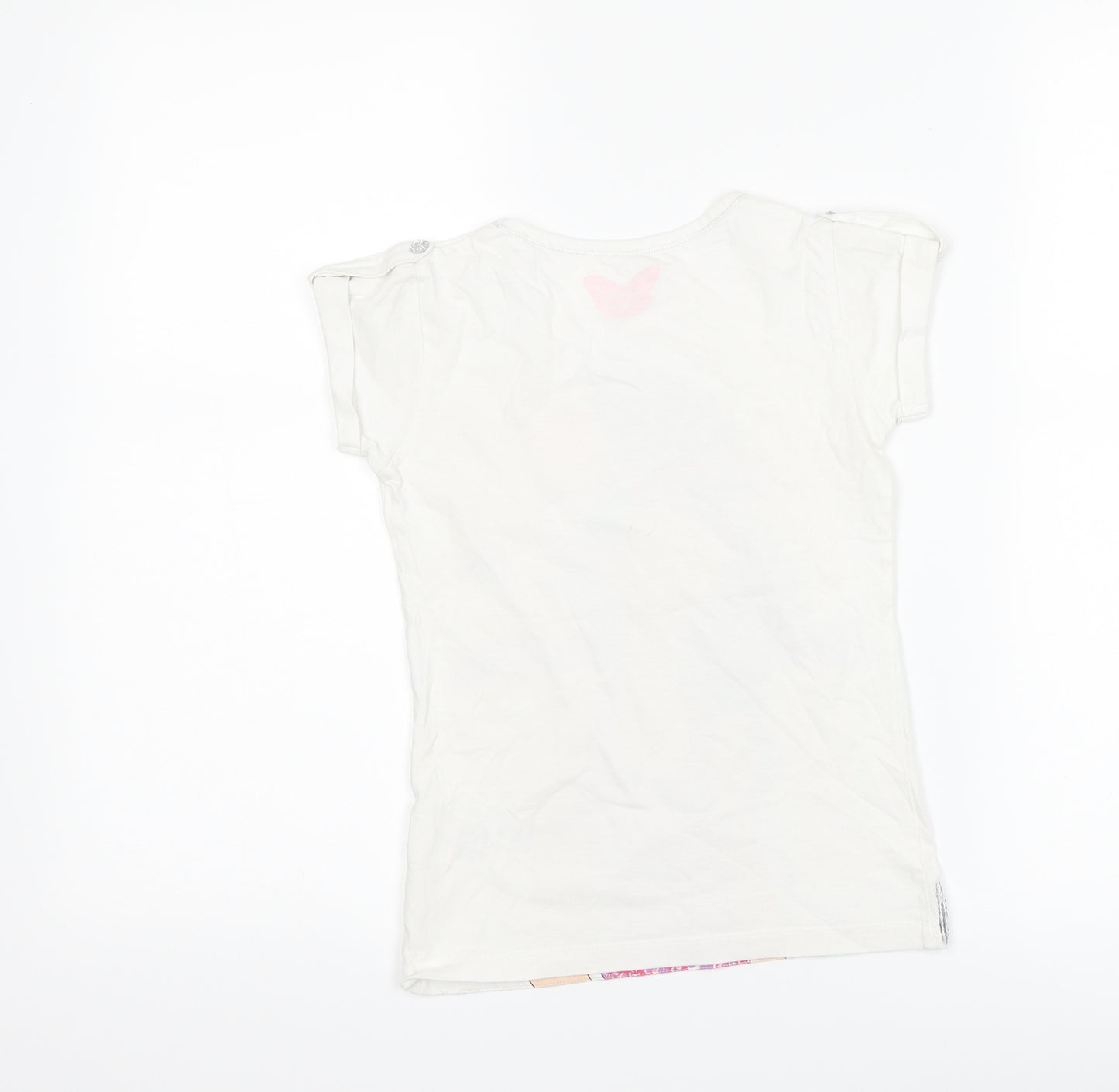 Matalan Girls White   Basic T-Shirt Size 6-7 Years  - Graphic