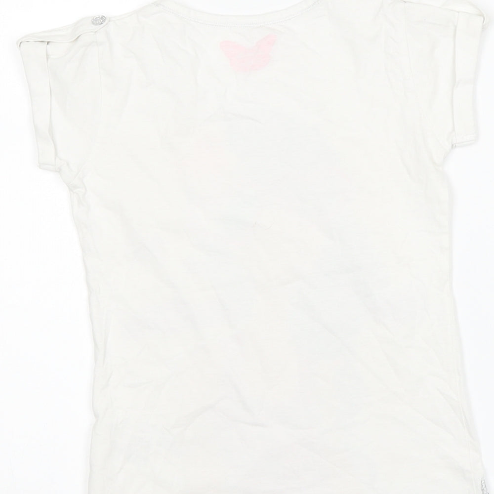 Matalan Girls White   Basic T-Shirt Size 6-7 Years  - Graphic