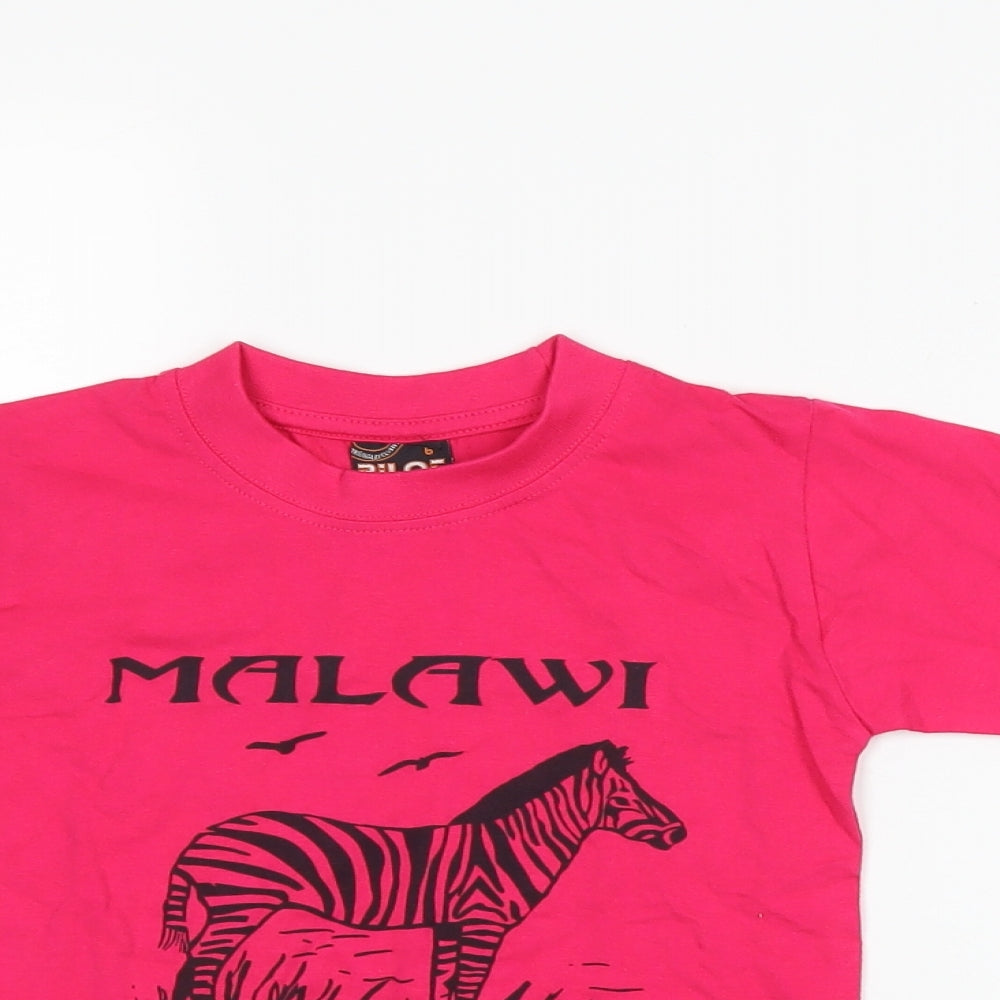 Pilot Girls Pink   Basic T-Shirt Size 6 Years  - malawi