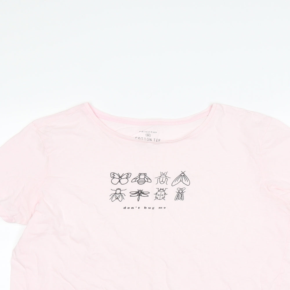 Primark Womens Pink   Basic T-Shirt Size M  - dont bug me